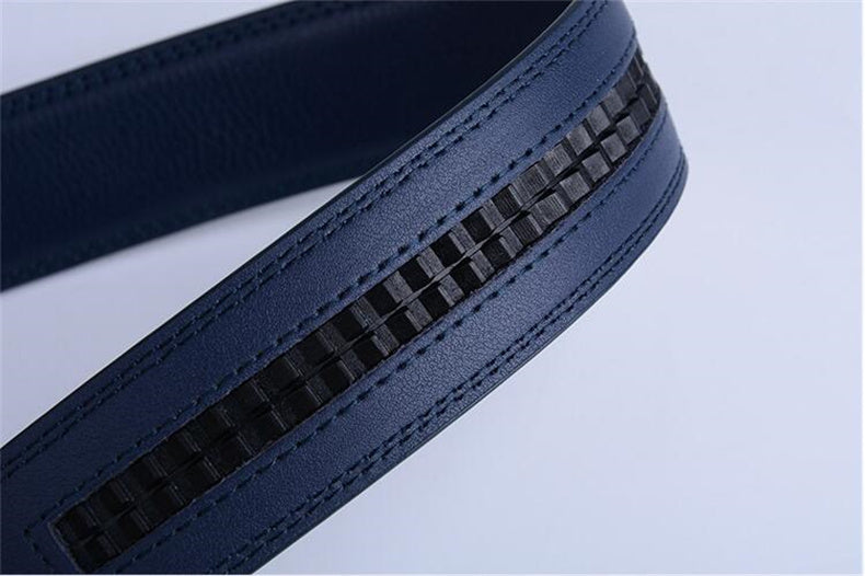 Heren Riem leder-blauw met automatische gesp.