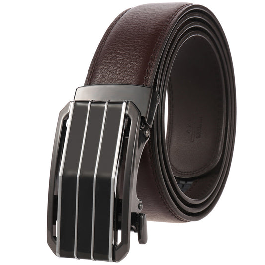 Men's leather belt brown with chrome buckle L4G1505BR
