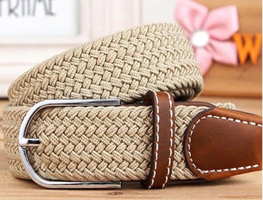 Elastische Geweven Riem Gevlochten Riem Rekbaar Camel R0007