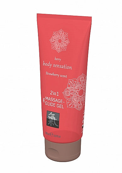 2 in 1 Massage en Glijmiddel Aardbei 200 ml