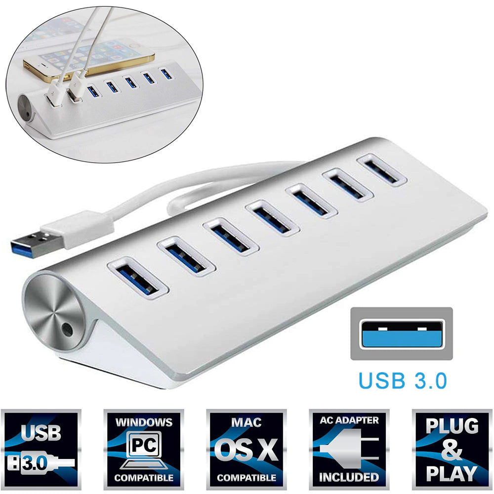 7 Poort splitter USB 3.0 hub