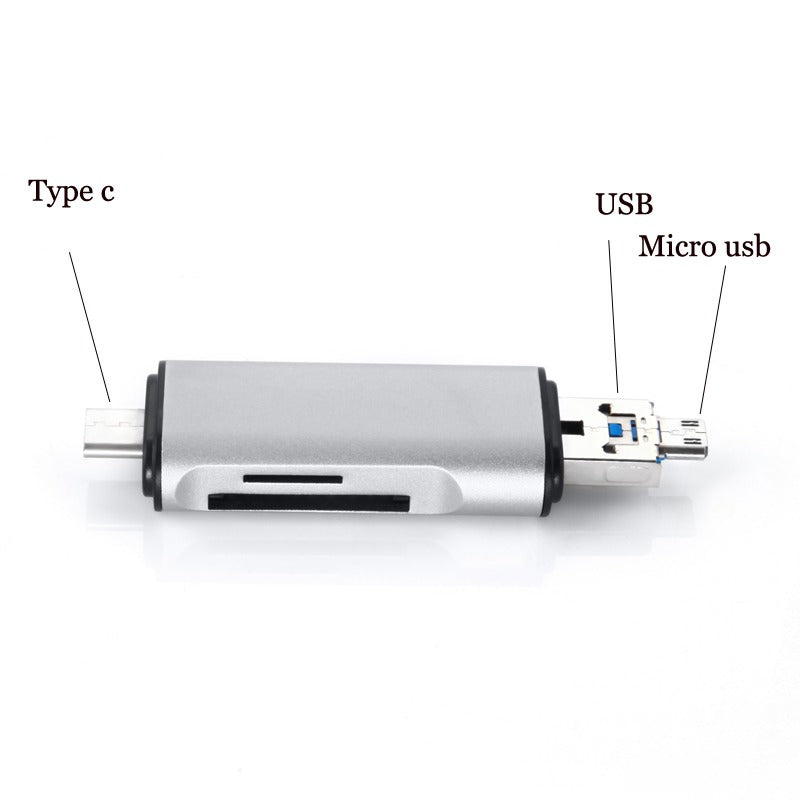 Kaartlezer 3 in 1 type C -USB en micro USB