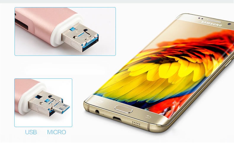 Kaartlezer 3 in 1 type C -USB en micro USB