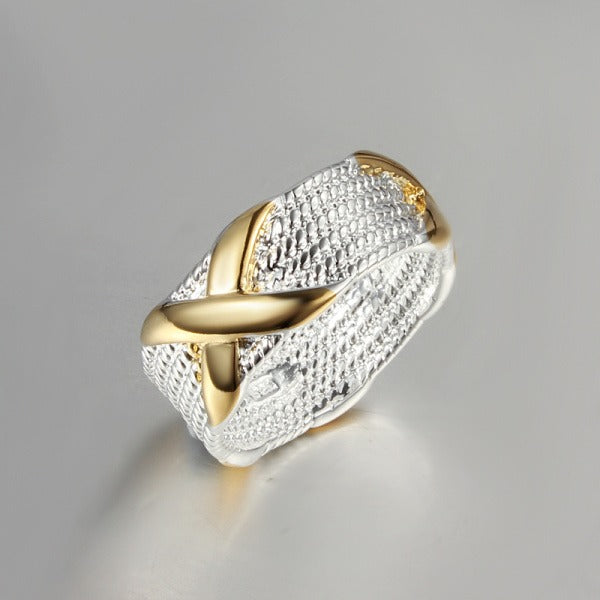 Zilveren Ring met  Letter X in goud