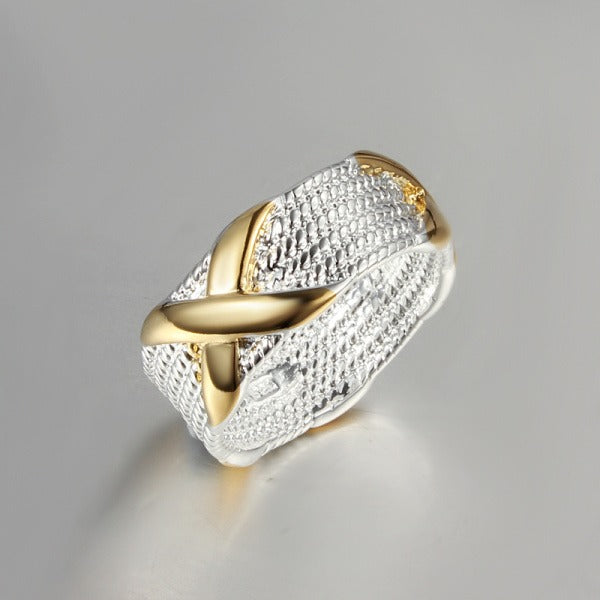 Zilveren Ring met Letter X in goud