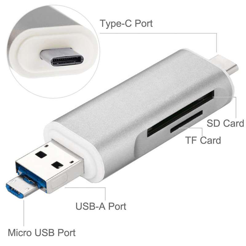 Kaartlezer 3 in 1 type C -USB en micro USB