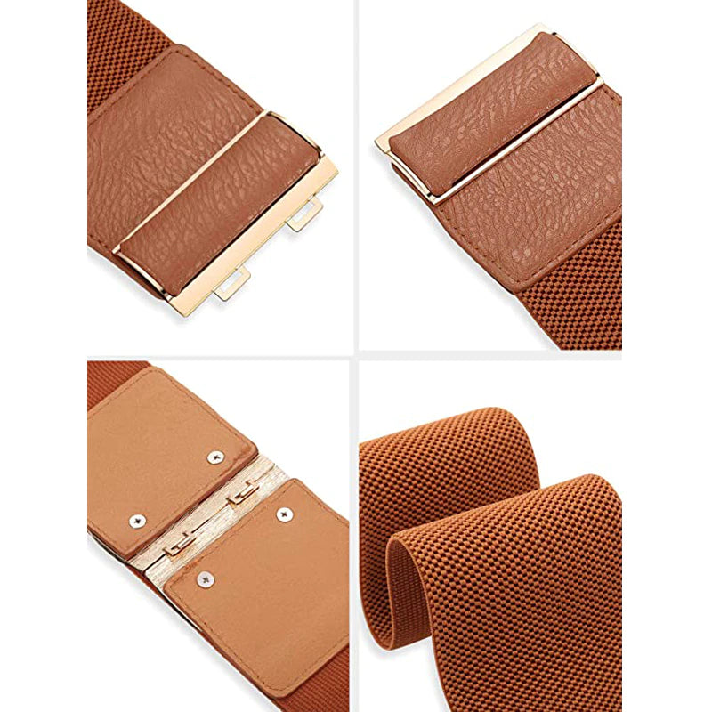 Brede elastische Taille riem 7.5 cm breed- Bruin