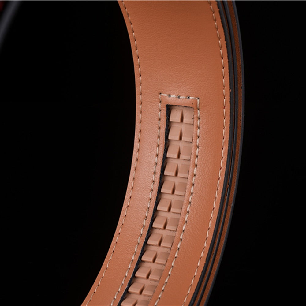Lederen Heren riem camel met automatic gesp.-130cm