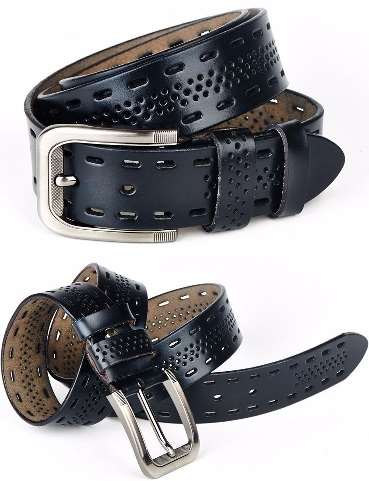 Lederen riem unisex-zwart