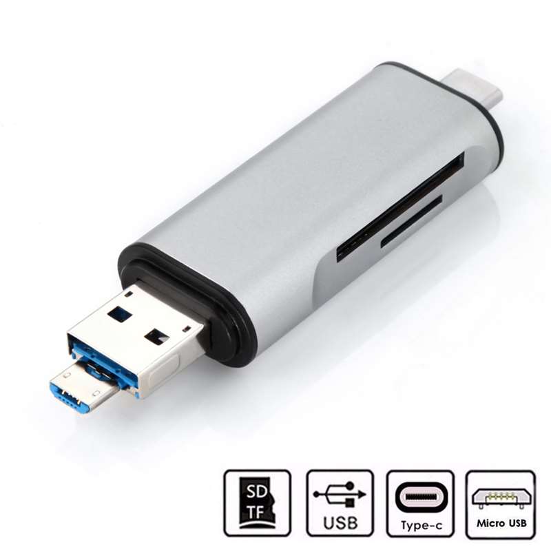 Kaartlezer 3 in 1 type C -USB en micro USB