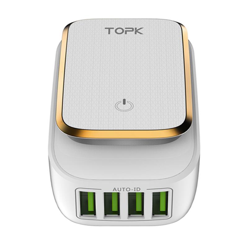 Oplader met touch LED lamp en 4 USB poorten