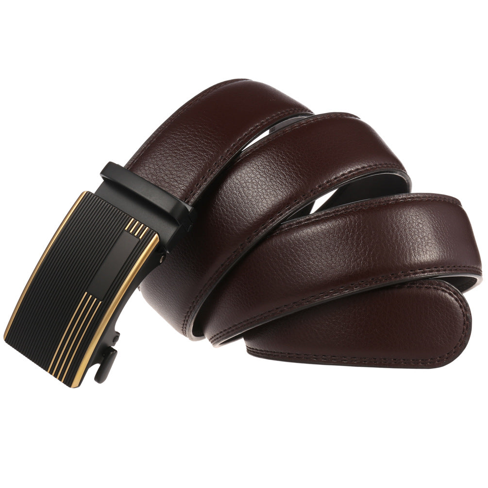 Heren Riem leder-bruin met automatische gesp.