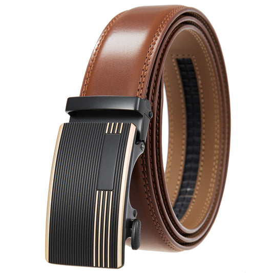 PLyesxale®Heren Riem leder-Camel met automatische gesp.