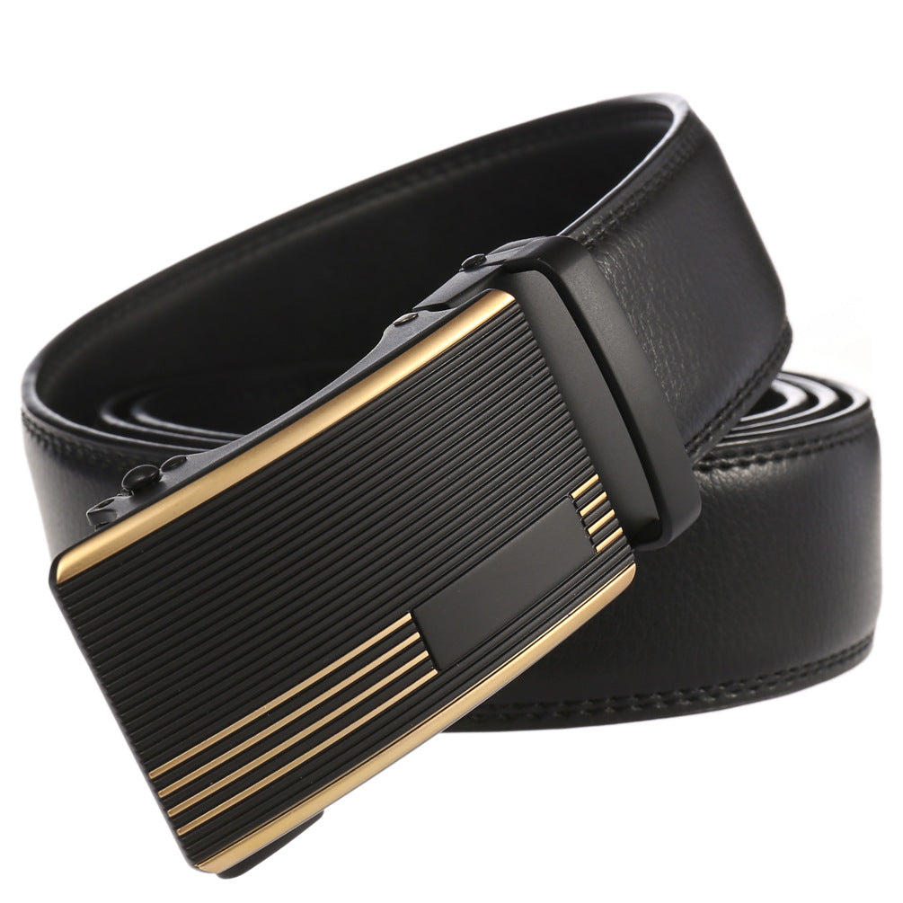 Heren Riem leder-zwart met automatische gesp.