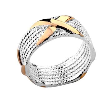 Zilveren Ring met Letter X in goud