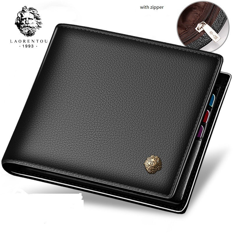 Luxury Men's wallet in the colors black and brown with zipper