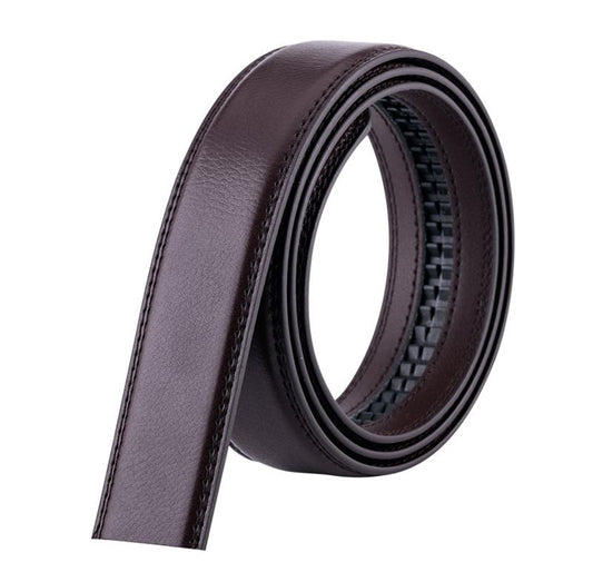 Men's leather belt-brown with automatic buckle.