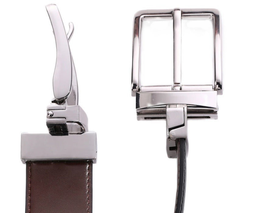 Heren riem leder en aan Twee kanten draagbaar zwart/bruin 130 cm