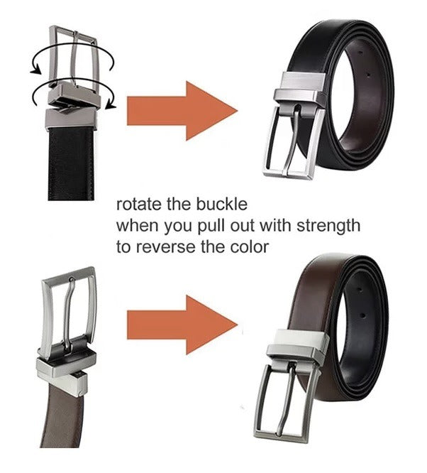 Heren riem leder en aan Twee kanten draagbaar zwart/bruin 130 cm