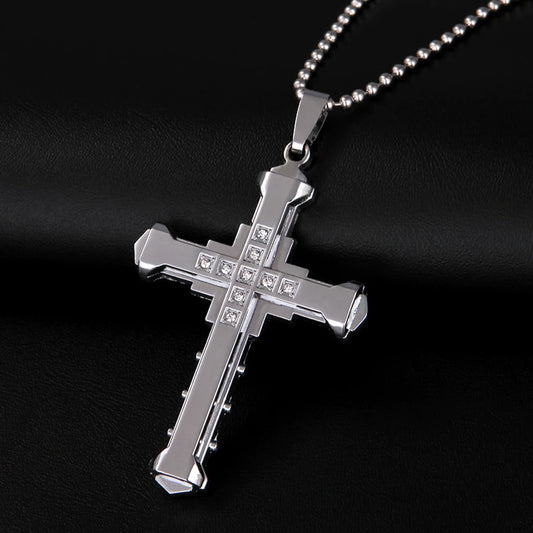 Men's Cross pendant with chain with Zirconia