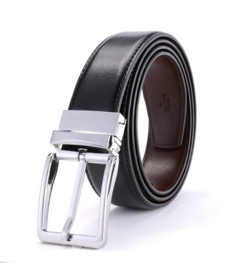 Heren riem leder en aan Twee kanten draagbaar zwart/bruin 130 cm