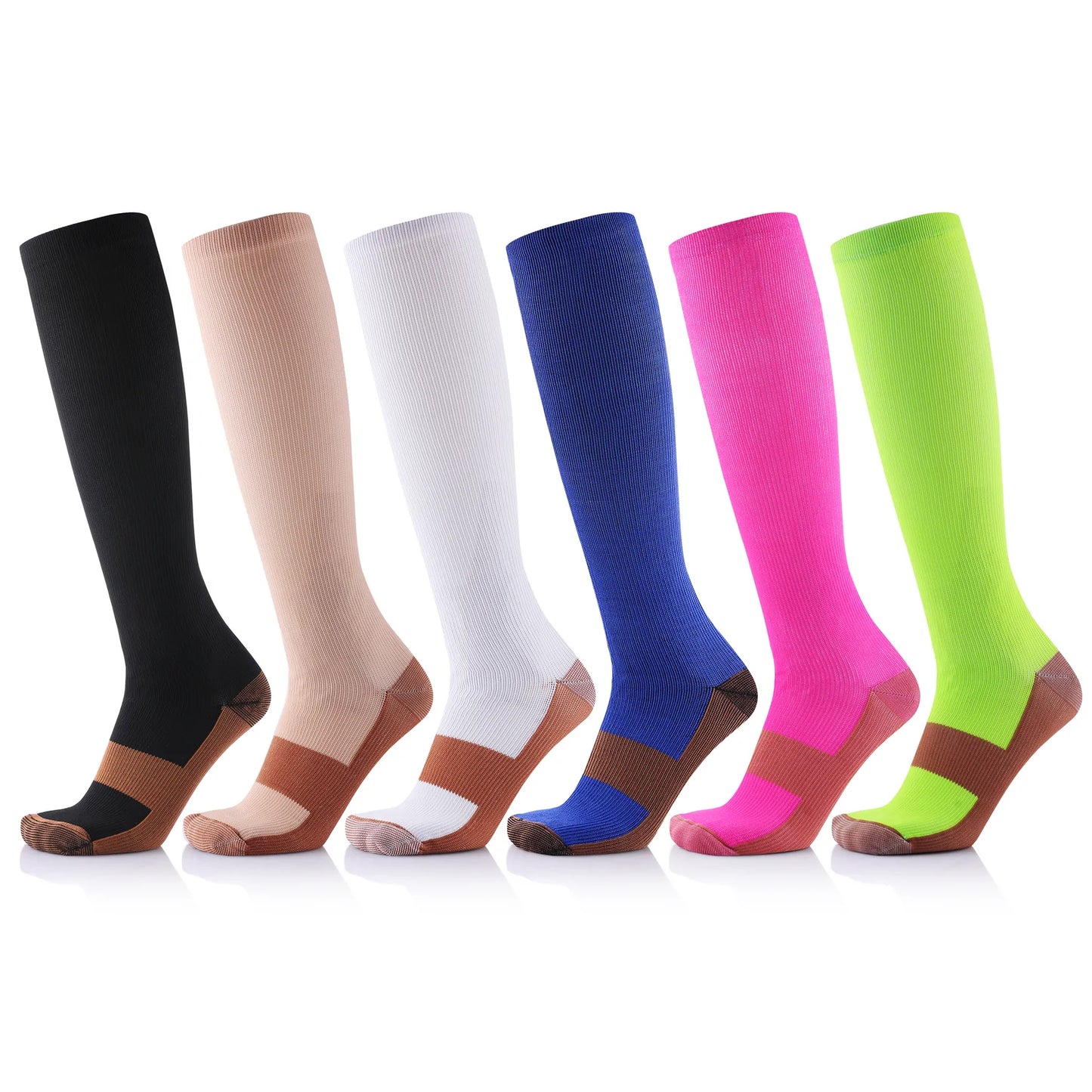 6 paar COPPER Compressiesokken Mix Kleuren L-XL