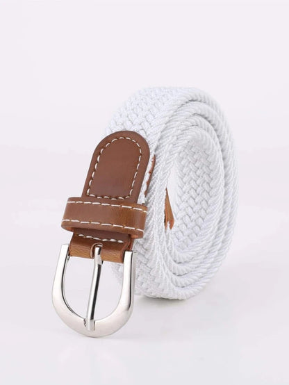 Elastische Geweven Riem Gevlochten Riem Rekbaar Wit R0011