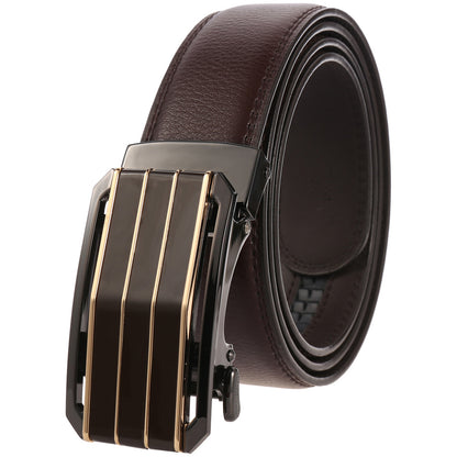Heren riem leder bruin met gouden gesp L4G1508GB
