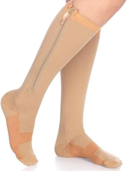 Zipper Compressiesokken 3 paar mix kleuren- L/XL ZWART-WIT-BEIGE