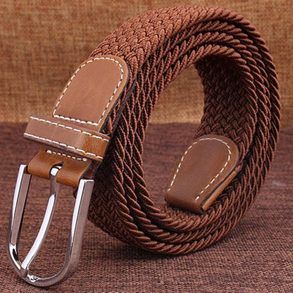 Elastische Geweven Riem Gevlochten Riem Rekbaar Bruin R0006