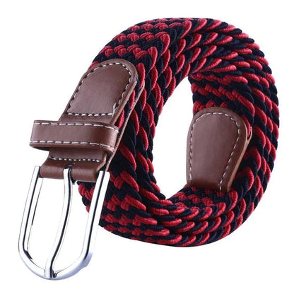 Elastische Geweven Riem Gevlochten Riem Rekbaar Rood/Zwart R0049