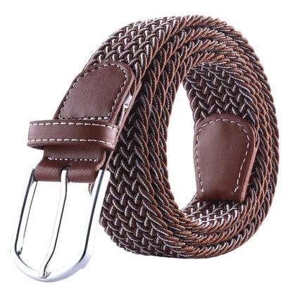 Elastische Geweven Riem Gevlochten Riem Rekbaar Bruin/Wit R0046