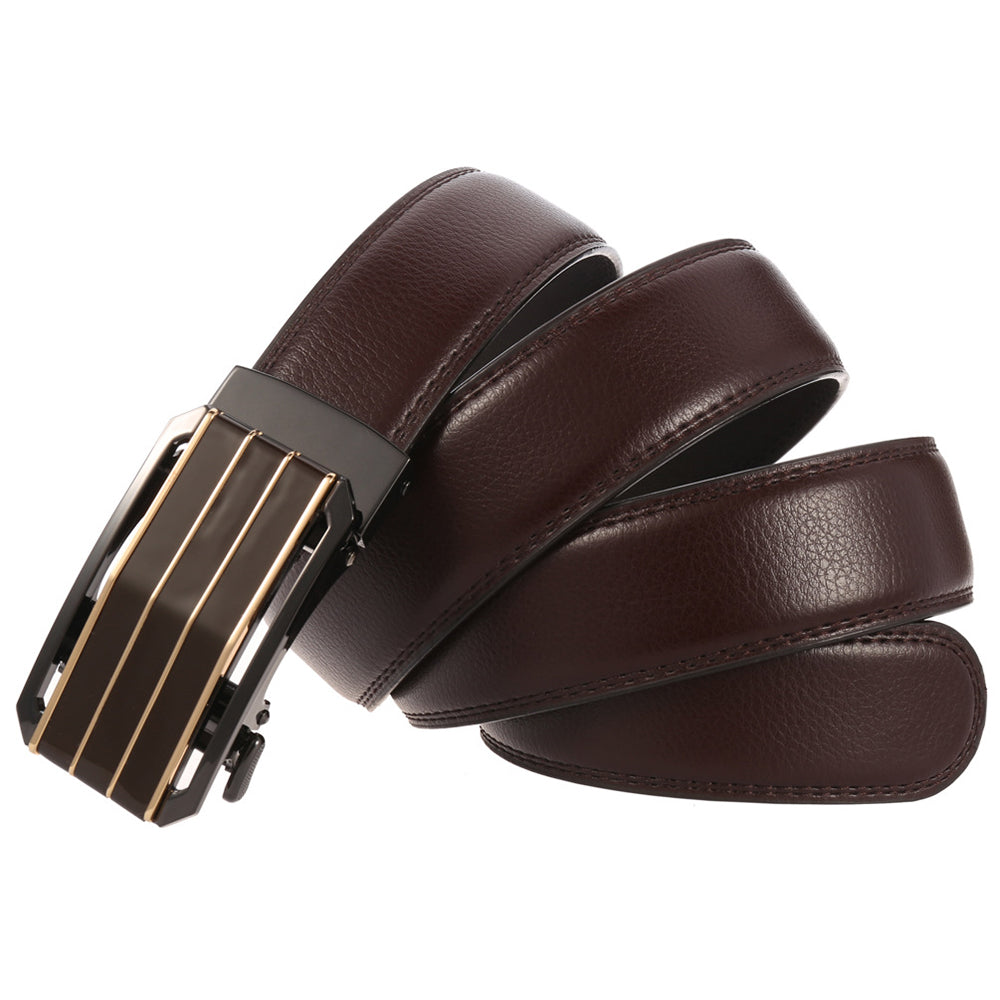 Heren riem leder bruin met gouden gesp L4G1508GB
