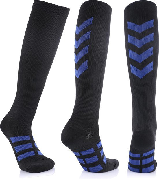 2 Paar HYBRIDE compressie-sok BLAUW L-XL -H0136