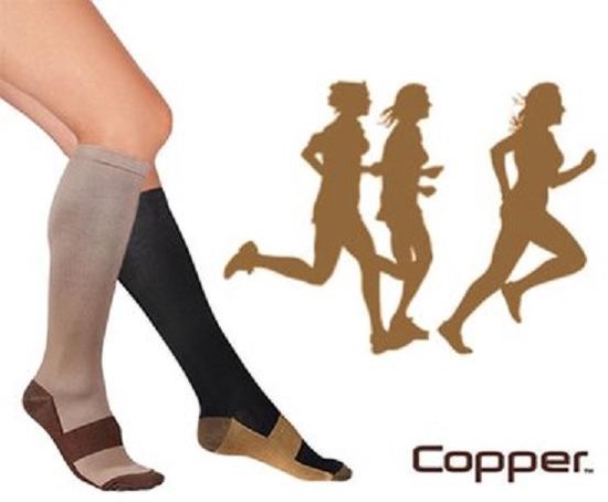 Meditor -3 Paar COPPER compressie-sok NUDE S-M - H0096