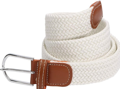 Elastische Geweven Riem Gevlochten Riem Rekbaar Wit R0011