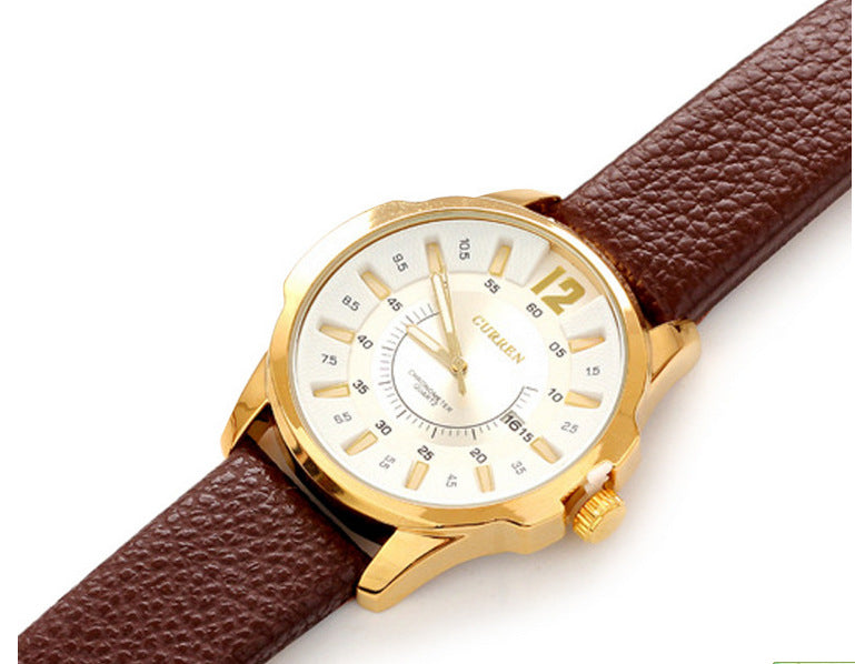 Heren Horloge Quartz-goud/wit