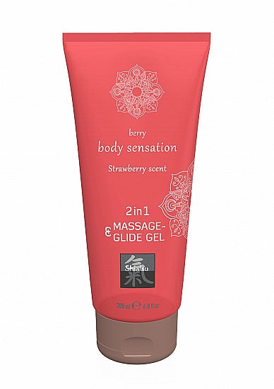 2 in 1 Massage en Glijmiddel Aardbei 200 ml
