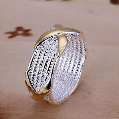 Zilveren Ring met  Letter X in goud