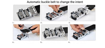 Heren Riem leder-zwart met automatische gesp.