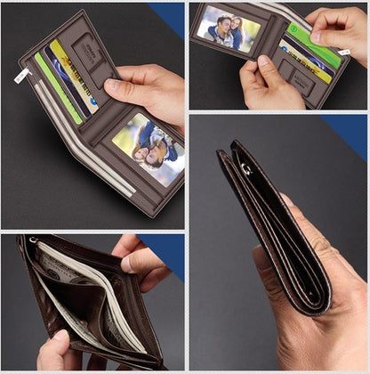 Luxury Men's wallet in the colors black and brown with zipper