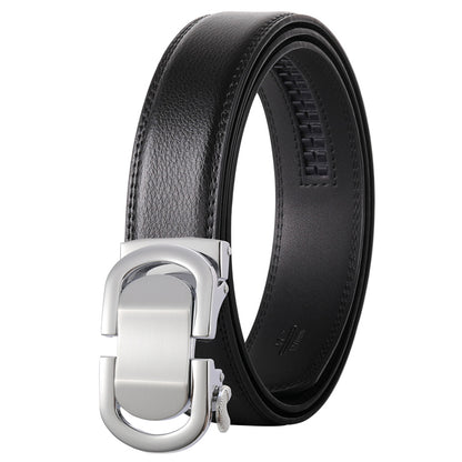 Heren Riem leder-zwart met automatische gesp.