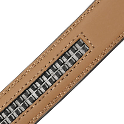 Men's belt leather-brown (shade camel) with automatic buckle.