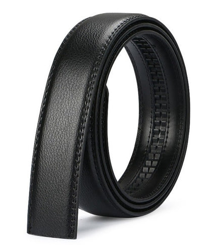 Heren riem leder-zwart 130cm met bruine automatische gesp
