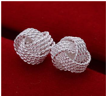 Gevlochten Oorknop van 925 sterling Zilver