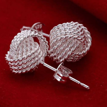Gevlochten Oorknop van 925 sterling Zilver