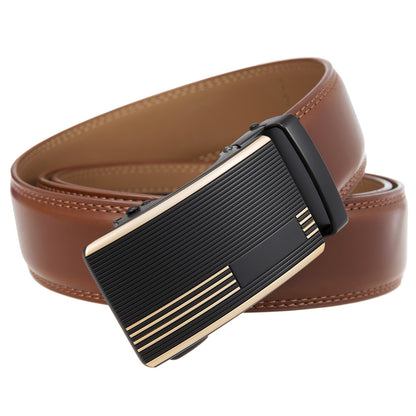 PLyesxale®Heren Riem leder-Camel met automatische gesp.