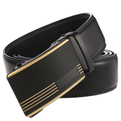 Heren Riem leder-zwart met automatische gesp.