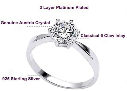 Zirconia Crystal Rings - 925 Sterling Silver