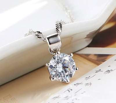 Zirconia crystal Pendant necklace - 925 sterling silver